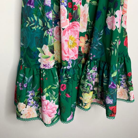 Marchesa Notte Emerald Roses Off Shoulder Mini Dress Womens 4 - Picture 8 of 16